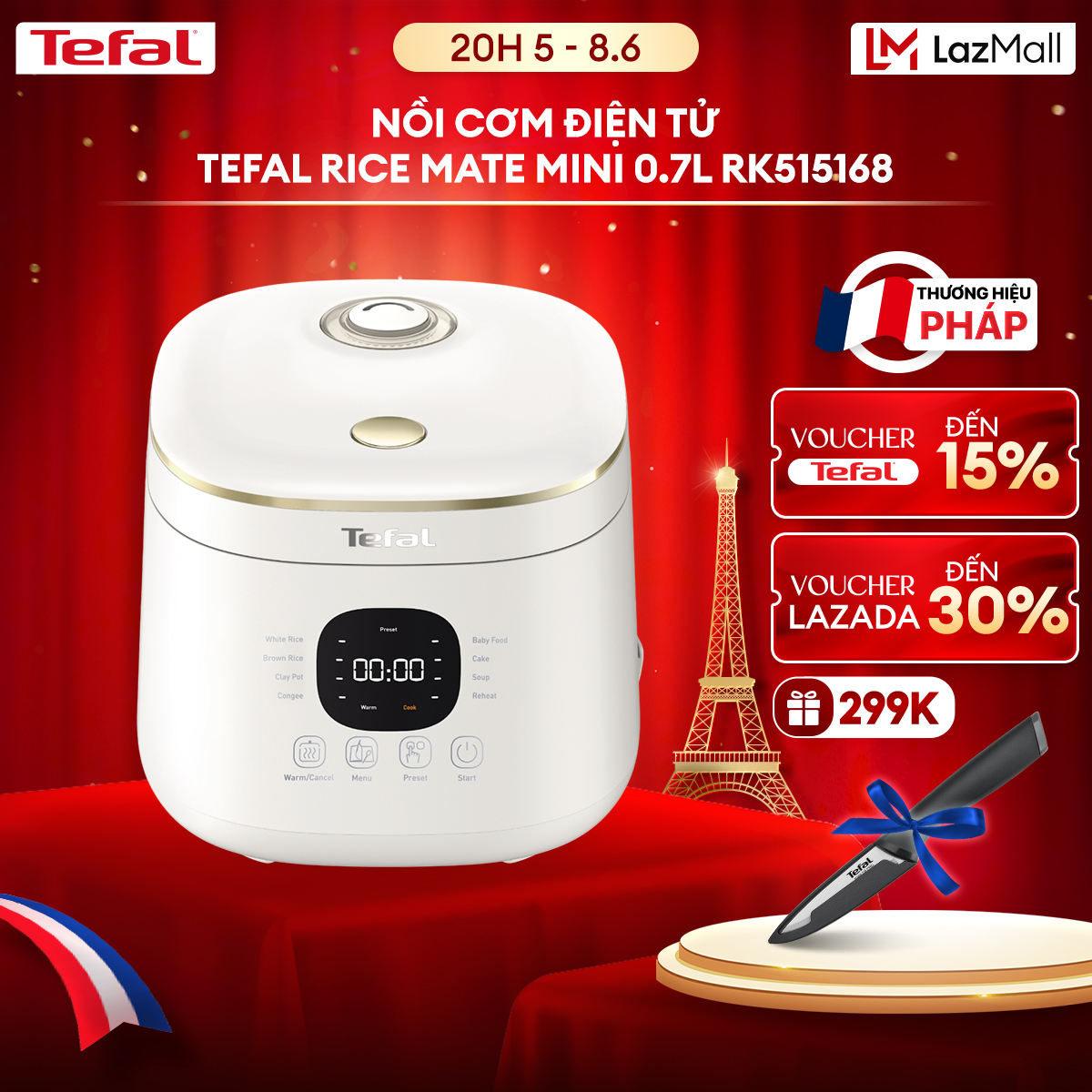 Nồi cơm điện tử Mini Tefal Rice Mate RK515168 - 0.7L