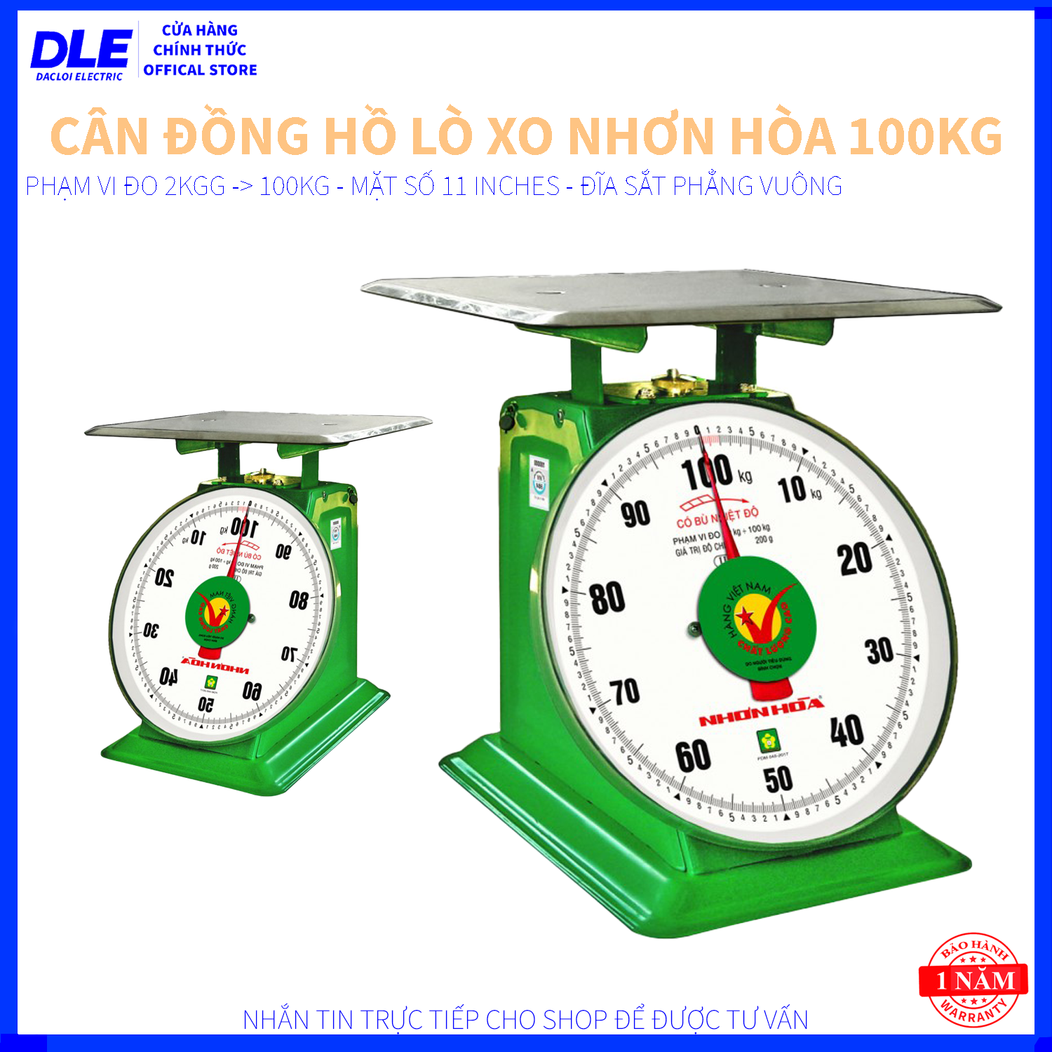 [HÀNG CHUẨN] Cân Đồng Hồ LÒ XO Nhơn Hòa 100Kg - CĐH 100