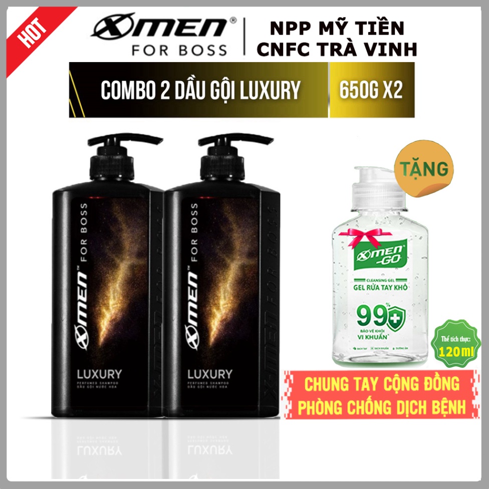 Combo 2 Dầu Gội Xmen for boss Hương Sang Trọng Luxury 650g/chai - [Quà tặng áp dụng cho đơn hàng từ 199K]