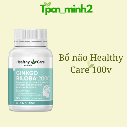 BỔ NÃO GINKGO BILOBA 2000mg Heathy Care hàng Nội Địa ÚC hộp 100v