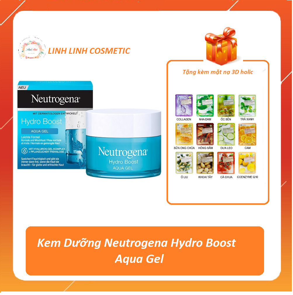 ( Tặng Kèm Mặt Nạ 3D Holic) Kem Dưỡng Ẩm Neutrogena Hydro Boost Aqua Gel / Neutrogena Hydro Boost Water - Gel - Linh Linh Cosmetic