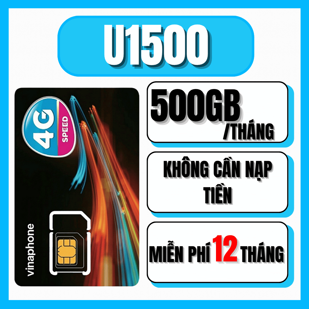( SIM CHUYÊN PHÁT WIFI ) SIM 5G VINAPHONE 1 NĂM GÓI U1500 - DATA 500GB/THÁNG TỐC ĐỘ CAO  DUNG LƯỢNG 