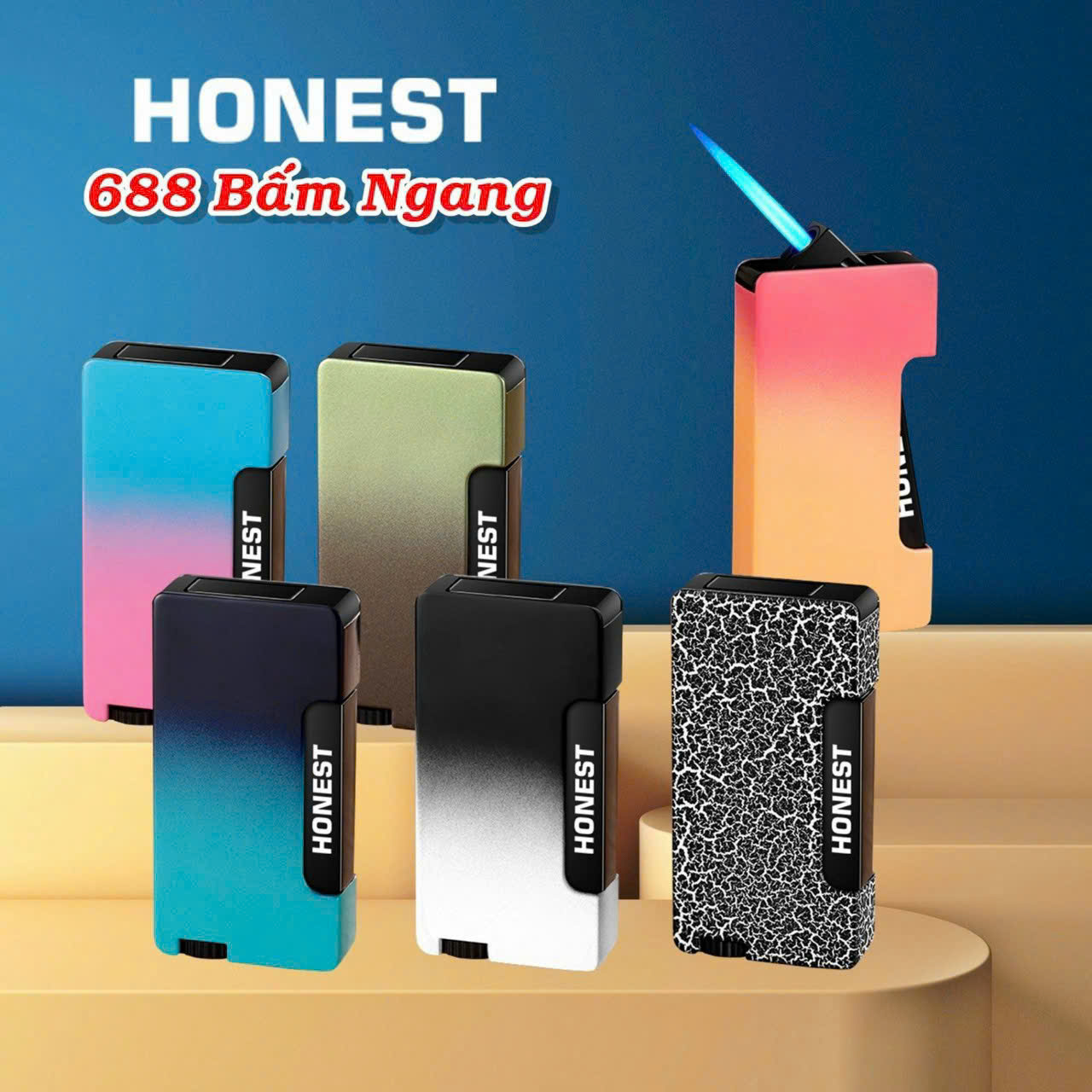 HỘP QUẸT - BẬT LỬA HONEST BẤM NGANG PHỐI MÀU CẦU VÒNG MỚI LẠ KHÔI NGUYÊNN STORE