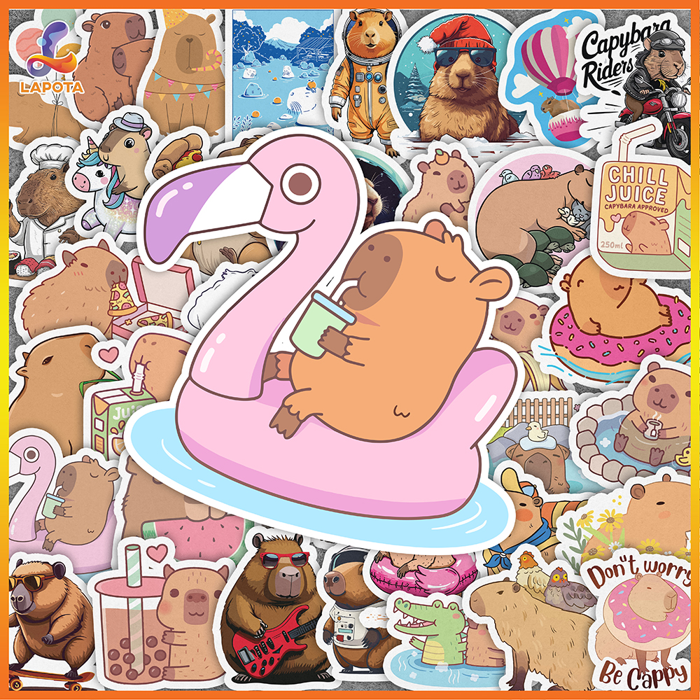 Set 50 cái Sticker Capybara Sticker Capybara Chống Nước Hình dán Capybara dán mũ bảo hiểm dán laptop