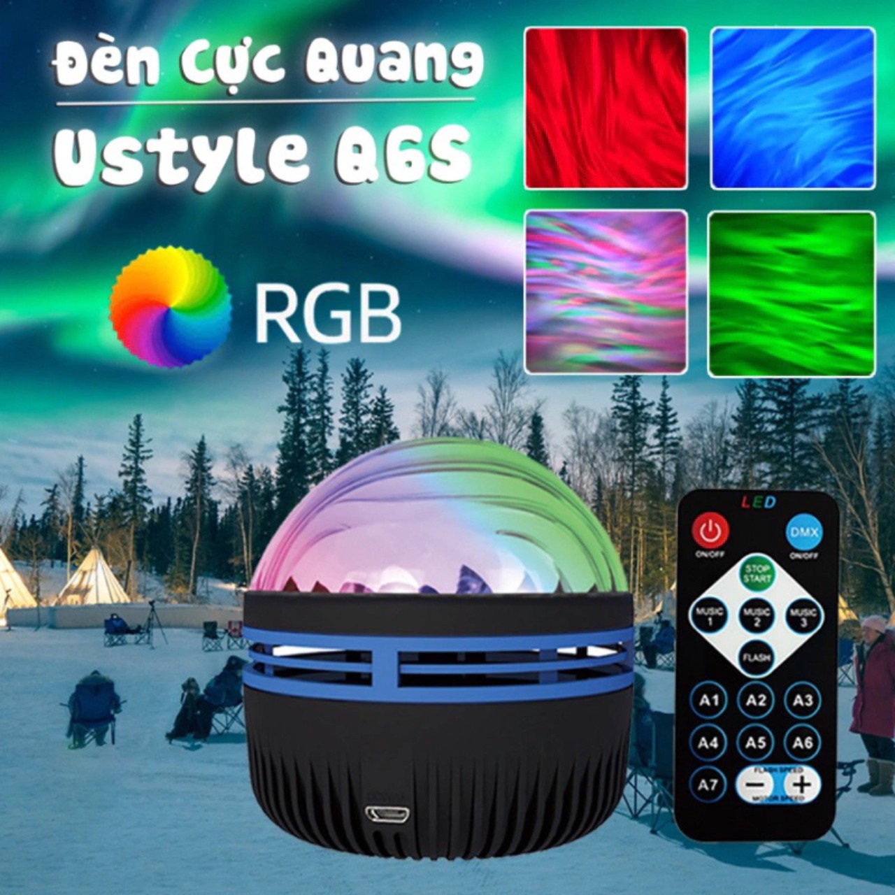 Đèn GALAXY Cực Quang UStyle Q6S Chiếu Bầu Trời Cực Quang Trang Trí Decor Phòng Ngủ Điều Khiển Từ Xa