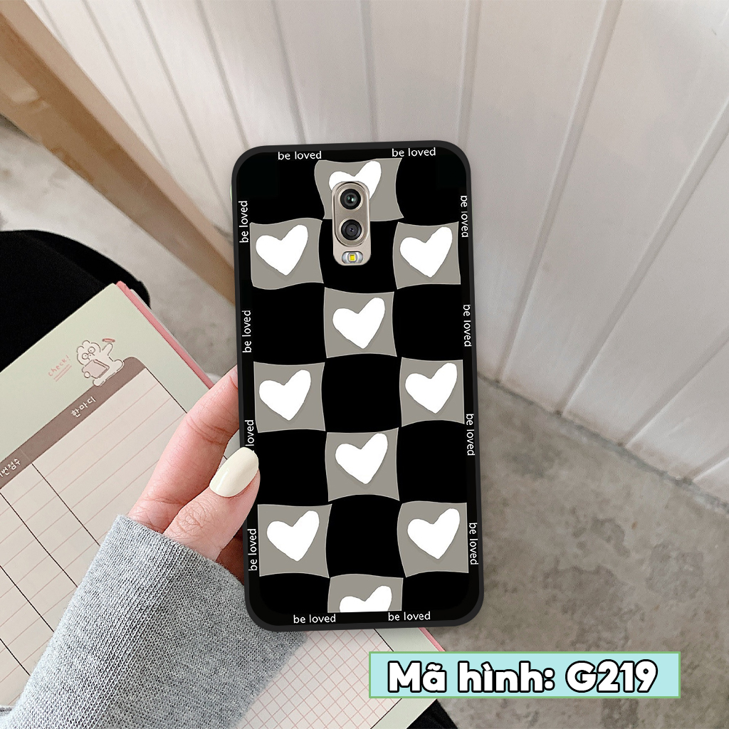 Ốp lưng Samsung Galaxy J7 Plus / J7+ ốp điện thoại samsung hình hoạ tiết thời trang 3D trái tim nền kẻ caro