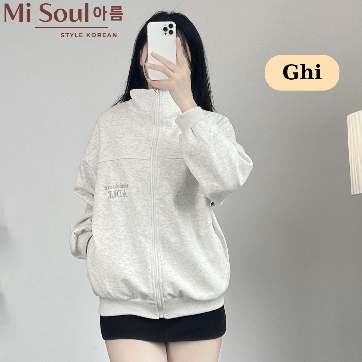 Áo Khoác Nỉ Hoodie Nữ Phom Rộng Thêu Chữ BigSize Misoul Áo Khoác Nỉ Lót Lông Cáo Mềm Mại 366