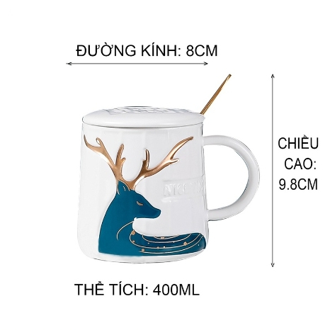 Cốc uống cà phê  quà sưu tầm Ly sứ hình con hươu ly điêu khắc chìm  Cốc đánh răng Bộ̣̂ cốc Quà