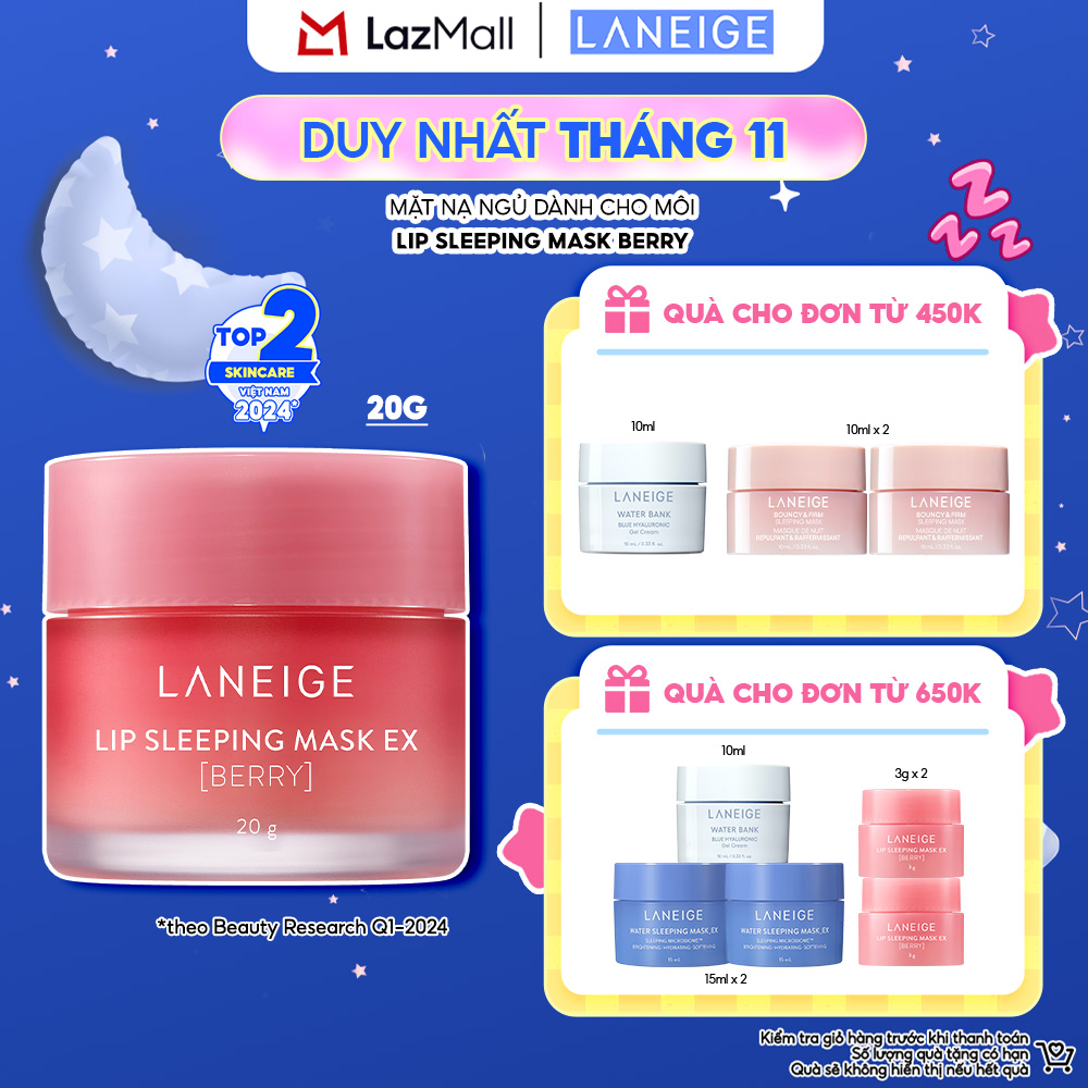 Mặt Nạ Ngủ Dưỡng Môi Căng Mọng Tẩy Tế Bào Chết Laneige Lip Sleeping Mask Berry 20g Hương Quả Mọng