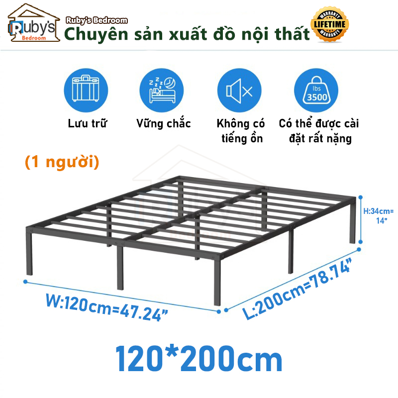 Giường ngủ Giường khung thép nặng  giường gấp gọn giường sắt nặng khung giường đôi giường cỡ Khung G