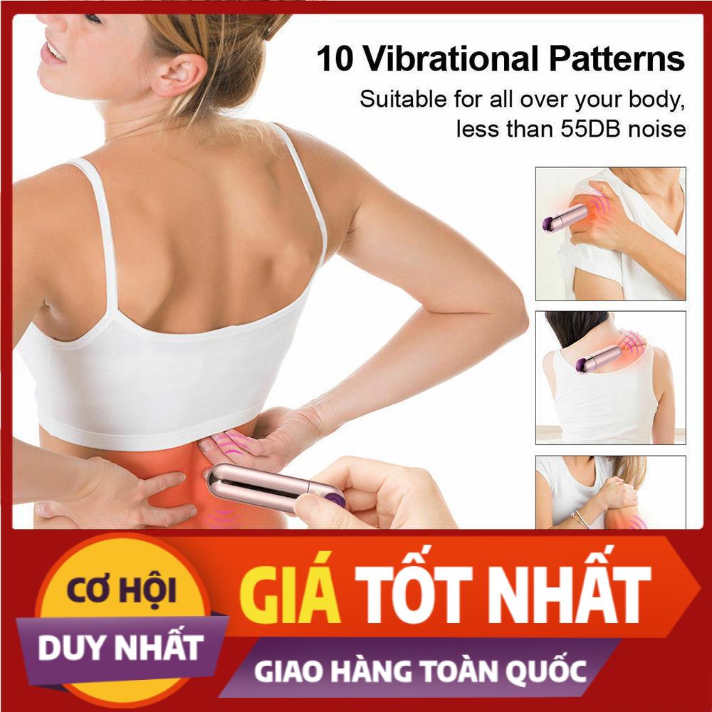 [Hcm]Massage Cầm Tay Mini Body 10 Kiểu Tần Số - Bút Matxa Chống Nước - Máy Mát Xa Pin Sạc Sang Trọng Chống Thấm