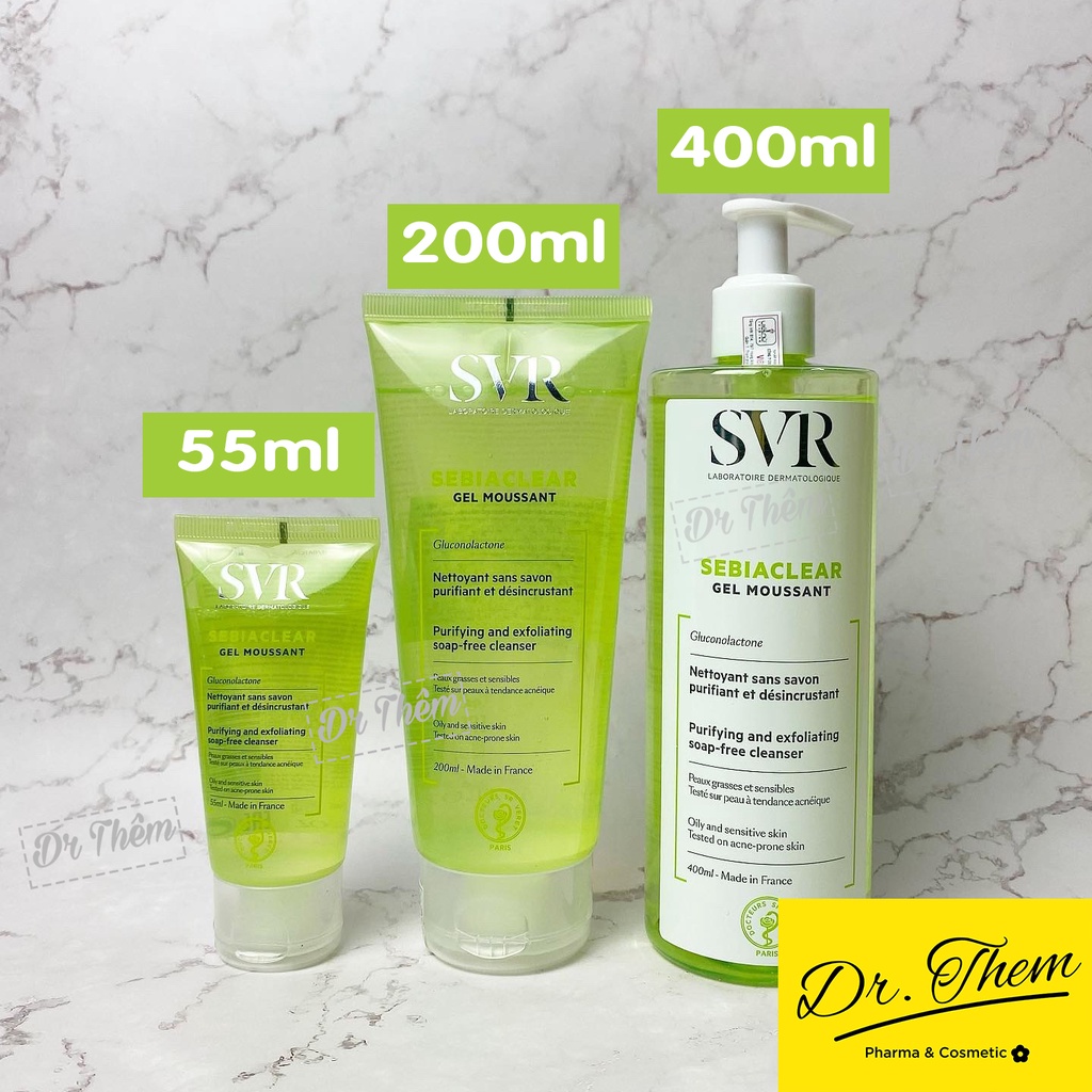 ✅[CHÍNH HÃNG] Sữa Rửa Mặt SVR Không Chứa Xà Phòng Sebiaclear Gel Moussant Loại Bỏ Tế Bào Da Chết SRM 55ml-200ml-400ml