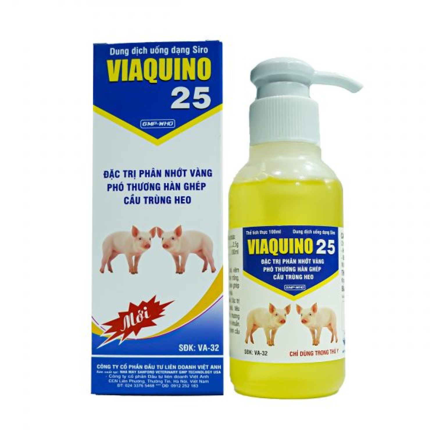 Đặc trị phân nhớt vàngE.coli phó thương hàn trên heo VIAQUINO 25 chai 100ml