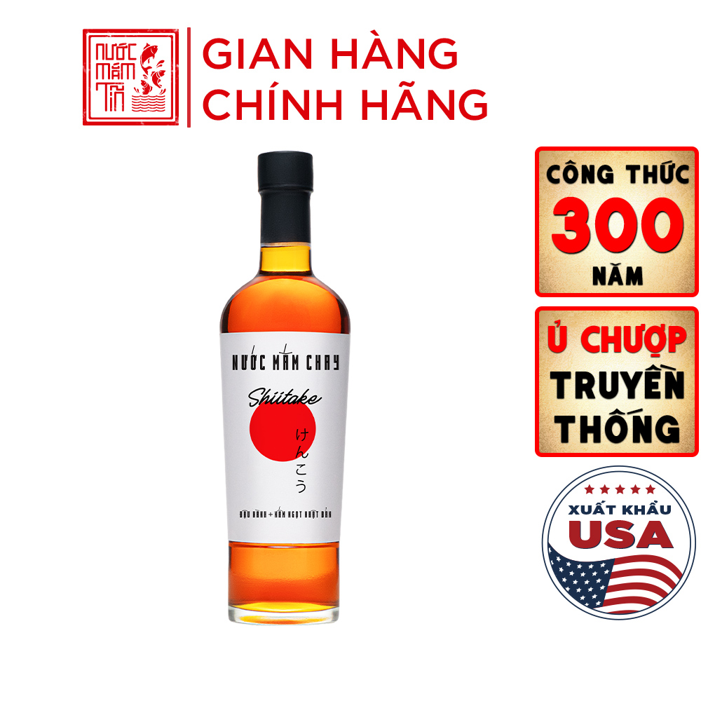 Nước mắm chay Shiitake cao cấp chai thủy tinh 500ml làm từ nấm ngọt Shiitake Nhật Bản đậu nành thơm 