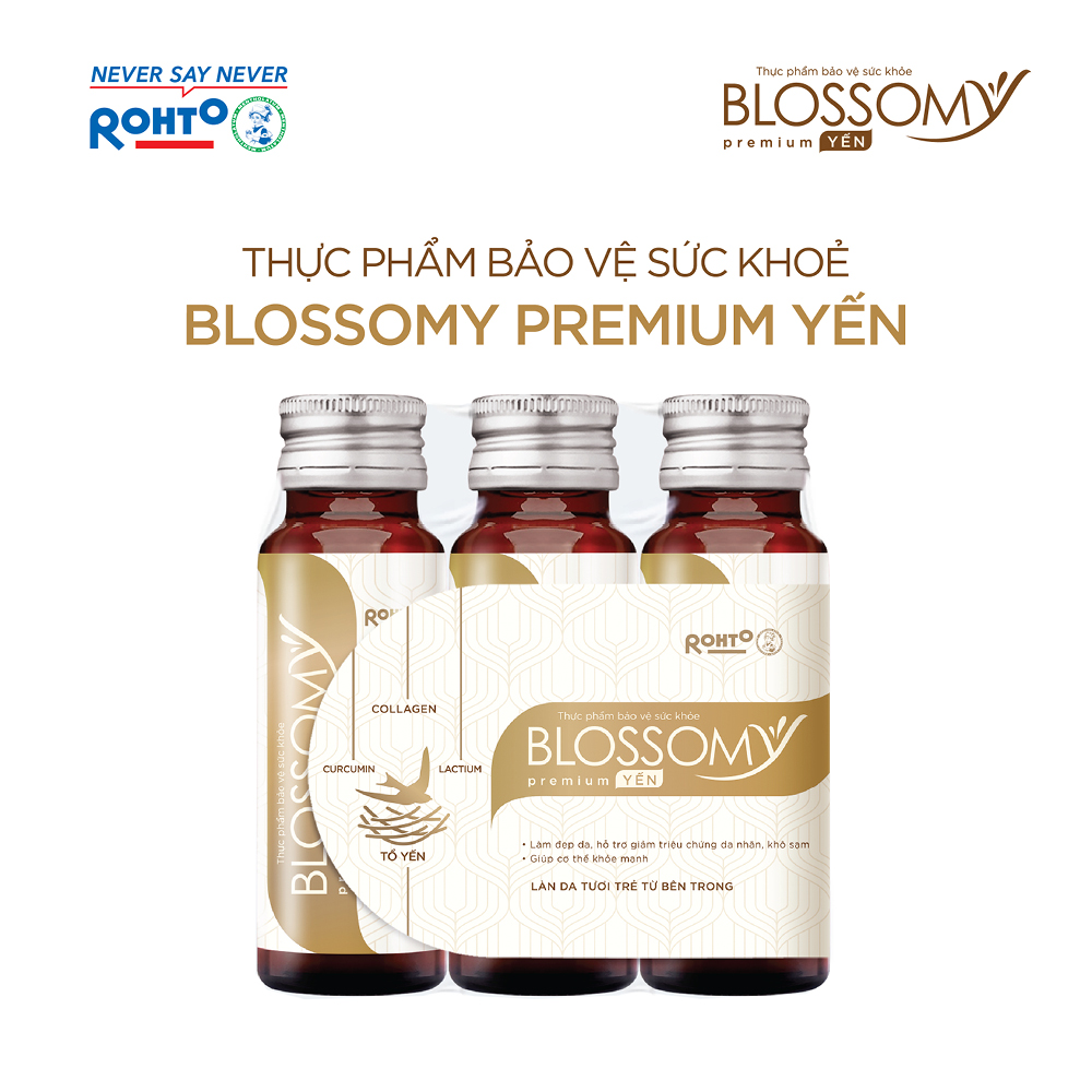 Nước uống collagen tổ yến giúp đẹp da tăng cường sức khỏe Blossomy Premium lốc 3 chai x 50ml