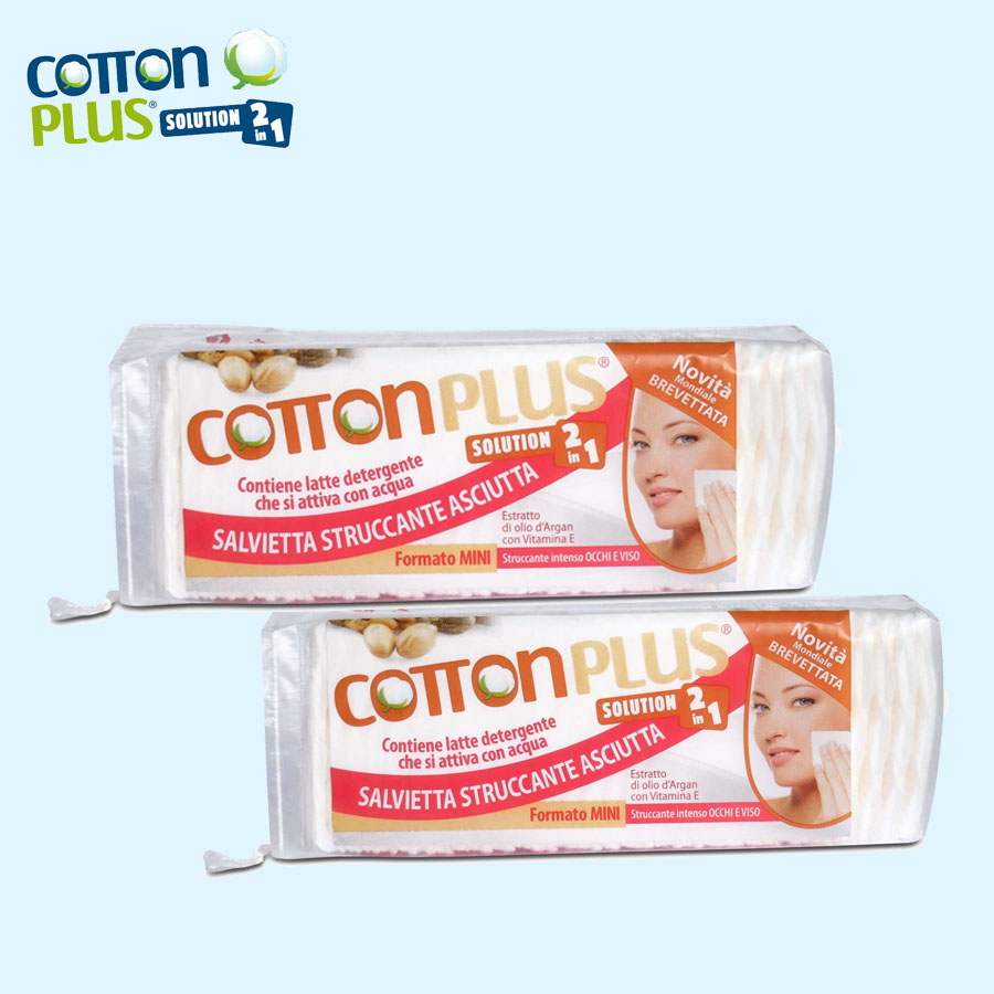 Set 02 Gói Bông Tẩy Trang Cotton Plus Dưỡng Da 2In1 (60 Miếngx2) (Đỏ)