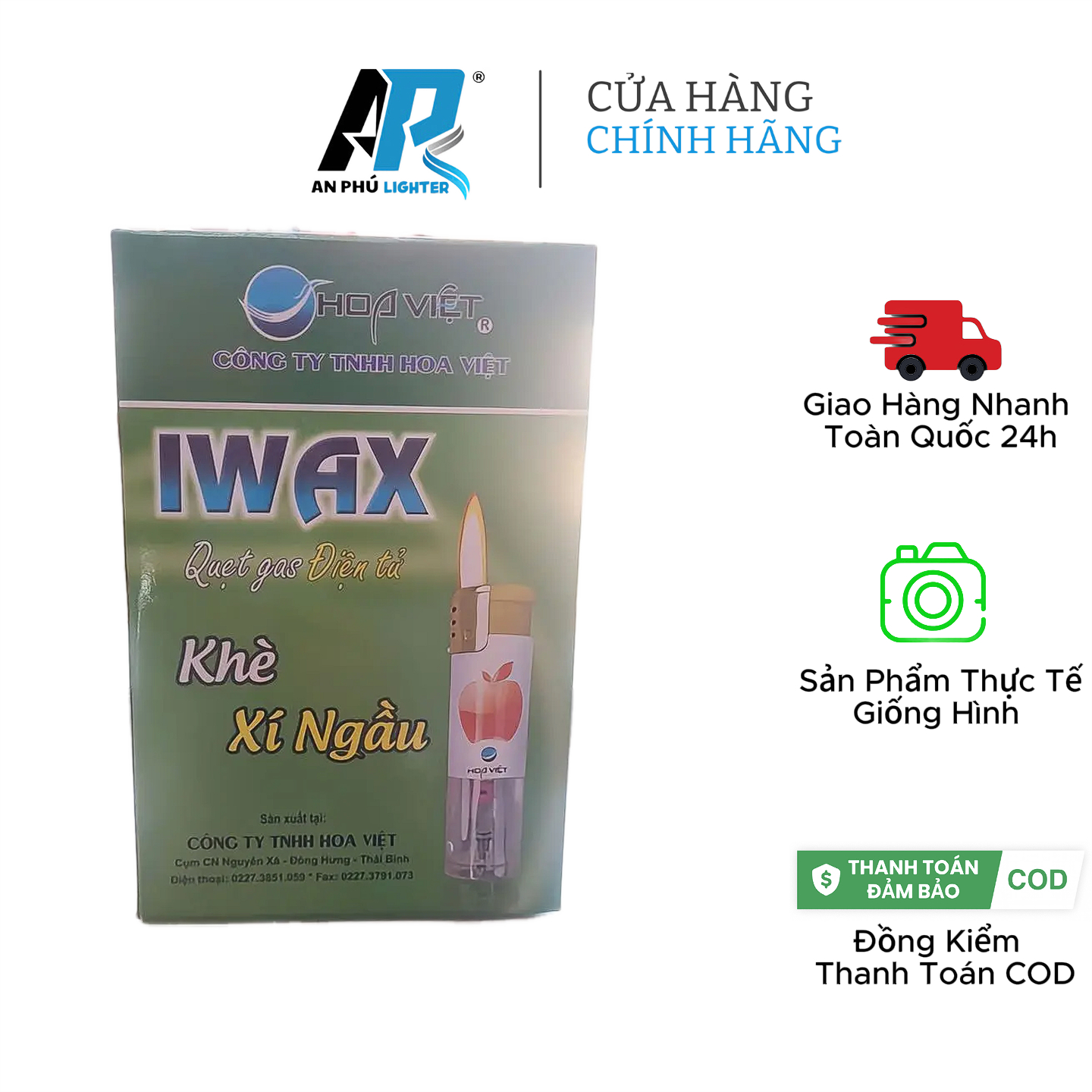 [ Set 10 Cái ] Bật Lửa Khò Xí Ngầu Iwax Hoa Việt - Hộp Quẹt Khò Chống Gió - Hàng Chính Hãng