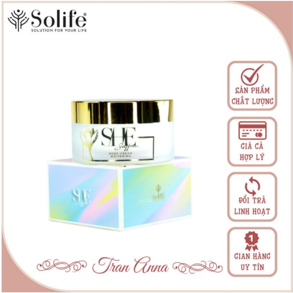 [Giá Hủy Diệt] Kem Tinh Thể Nước She Saffron Body Cream Whitening Làm Trắng Sáng Da Dưỡng Ẩm Cho Làn Da Mịn Màng - Tran Anna Solife