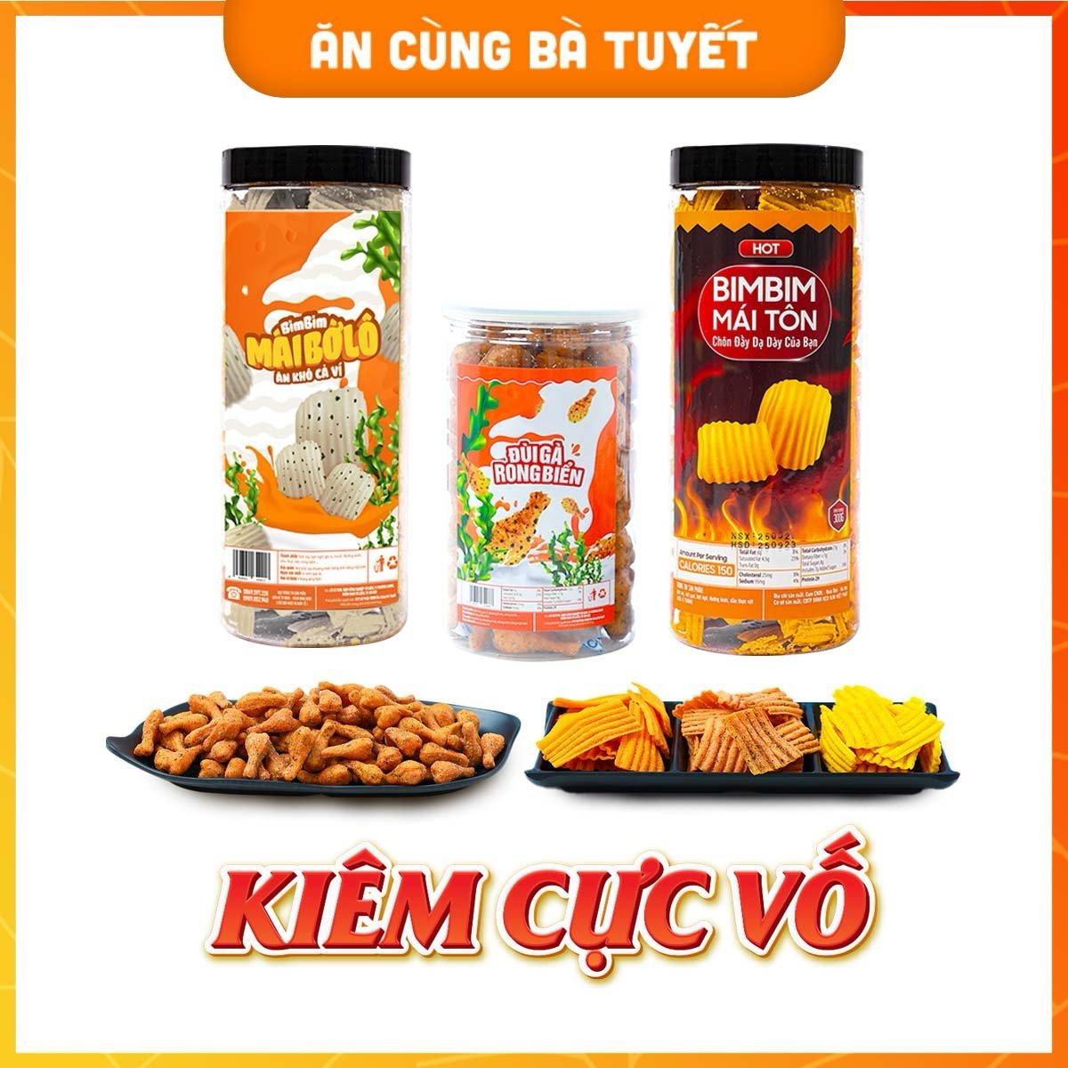 Combo KIÊM CỰC VỐ : Đùi Gà Rong Biển + Bim Bim Mái Ngói + Bim Bim Mái Tôn - Đồ Ăn Vặt Snack Ăn Cùng 