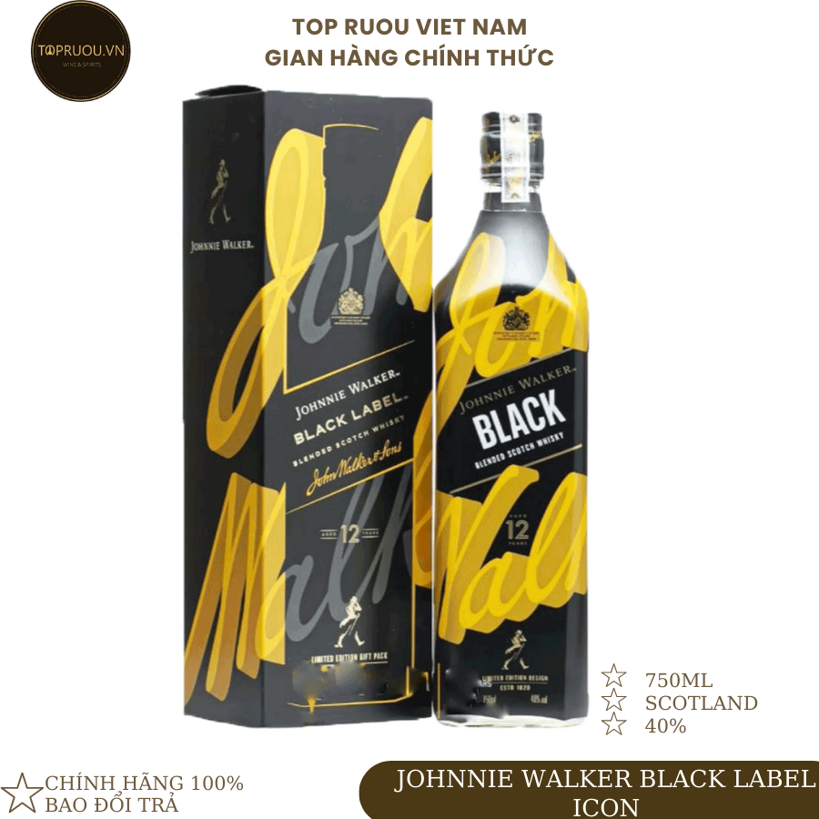 [TopRuouVietNam] Rượu Whisky Johnnie Walker Black Label Icon 2022 - 750ml [Hàng Thật]