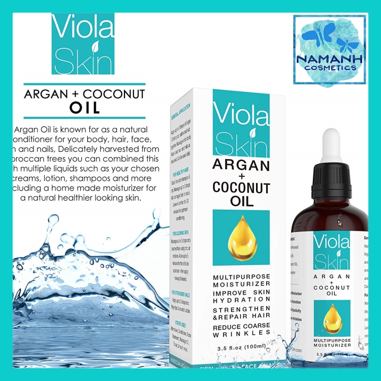 Tinh dầu cao cấp Viola Skin Argan Coconut Oil giảm nếp nhăn dưỡng ẩm cho da mặt body cải thiện tóc khô hư tổn chẻ ngọn