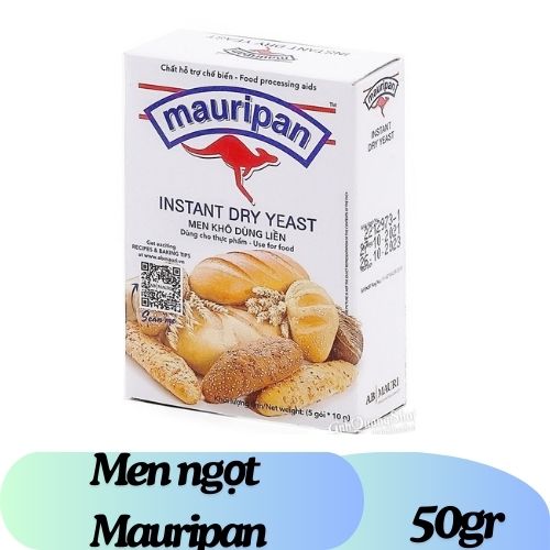 BỘT - HỘP MEN NGỌT MAURIPAN 50GR ( 5 GÓI x 10GR ) BY - MEN NỞ LÀM BÁNH MÌ / BÀNH BÒ/ PIZZA ....