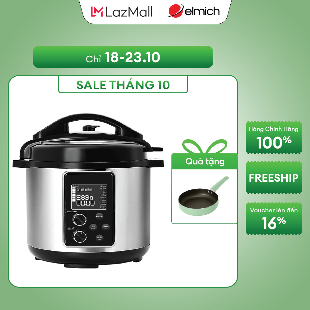 (Chỉ 25-29.10)Nồi áp suất điện đa năng Elmich 6L PCE-9000