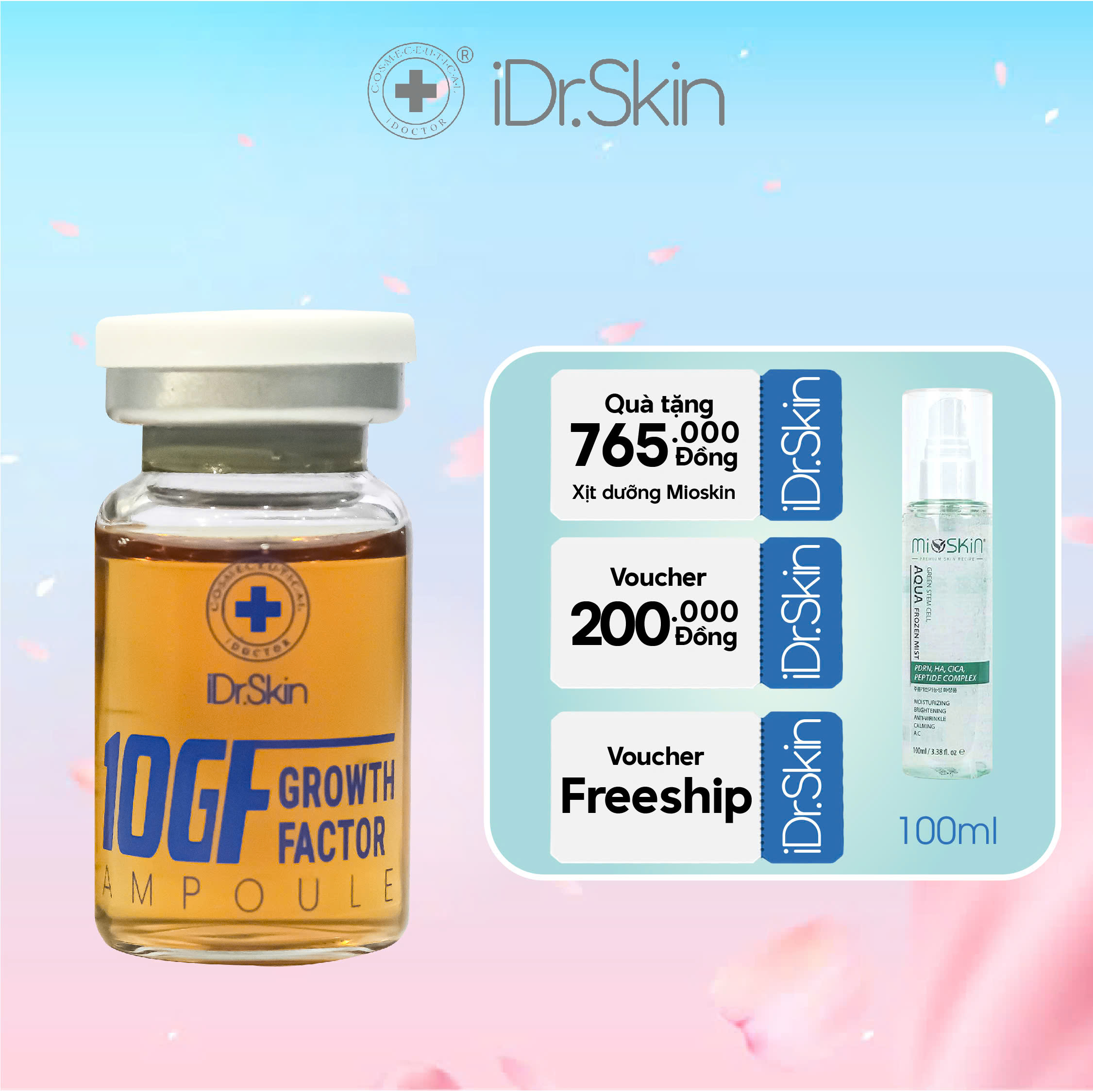 [iDr.Skin Chính Hãng] Tế Bào Gốc tăng sinh IDr.Skin 10GF Growth Factor giúp da căng bóng 8ml (Lẻ 1 l