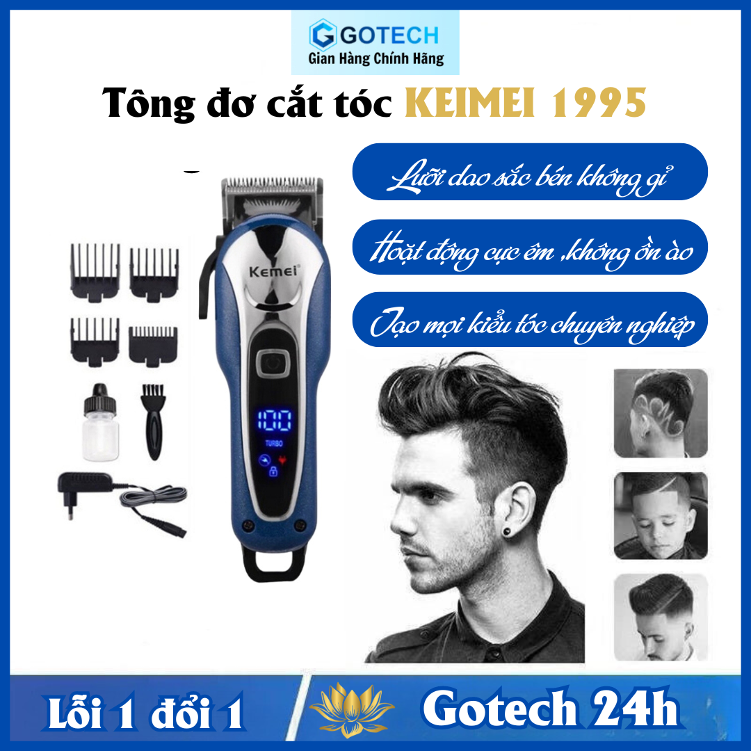 Tông đơ cắt tóc kemei 1995 Tăng đơ cắt tóc Tông đơ cắt tóc cho bé pin sạc tiện lợi và an toàn Tông đ