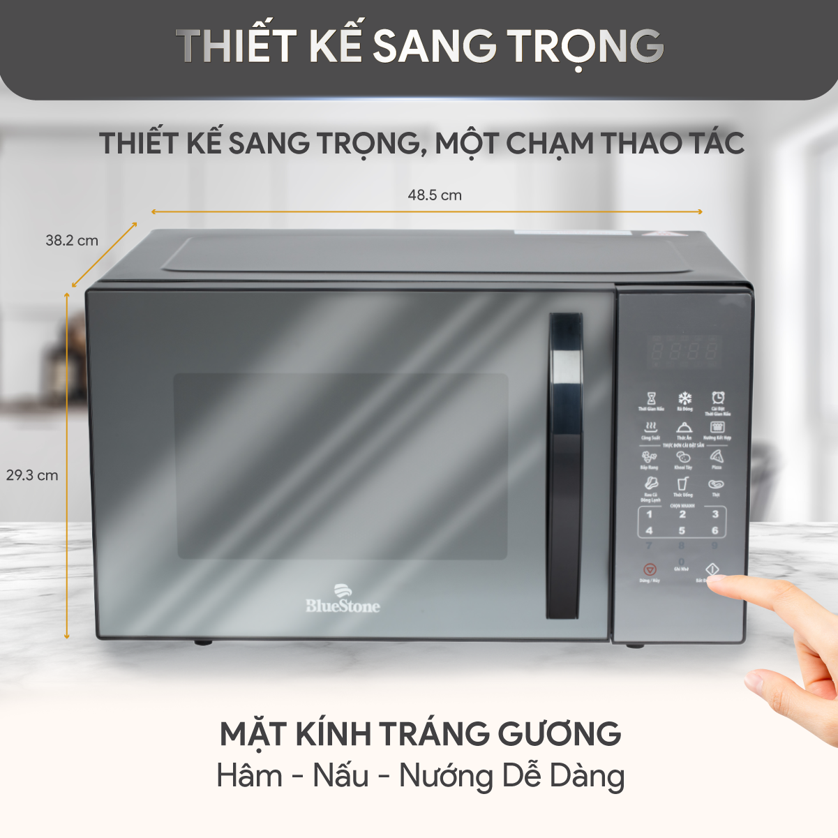 [Trả Góp 0%]Lò Vi Sóng Có Nướng Điện Tử BlueStone MOB-7833 - 25 Lit - Điều khiển điện tử - Bảo hành 