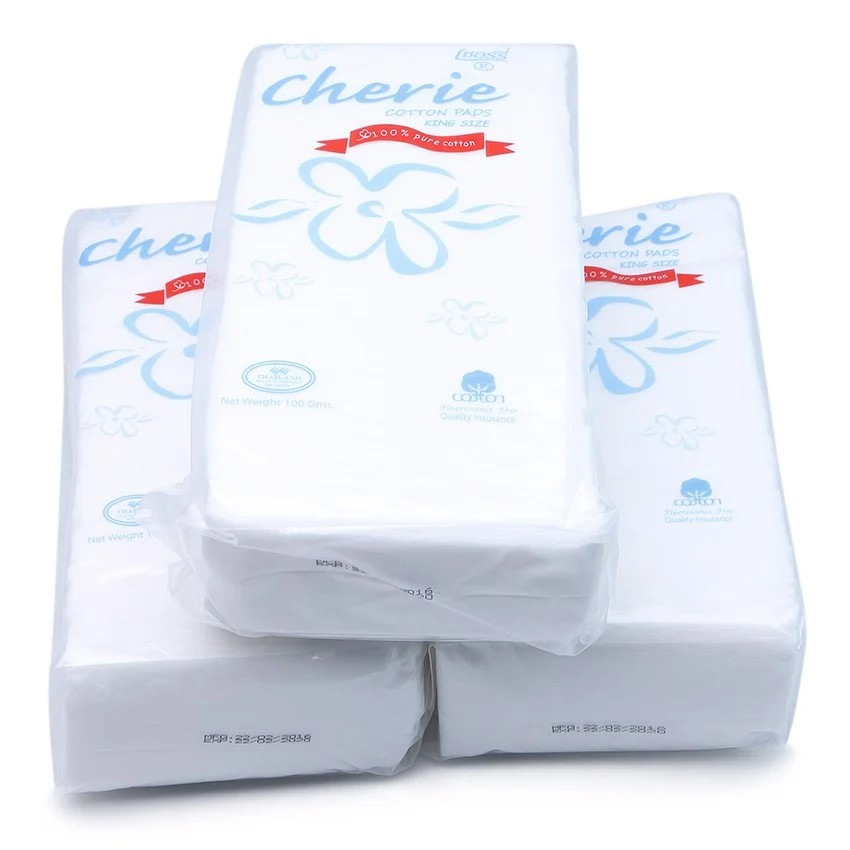 [Ảnh Tự Chụp] Bông Tẩy Trang Cherie Thương Hiệu Thái Lan 100 Miếng 100% Pure Cotton - Loại 100G