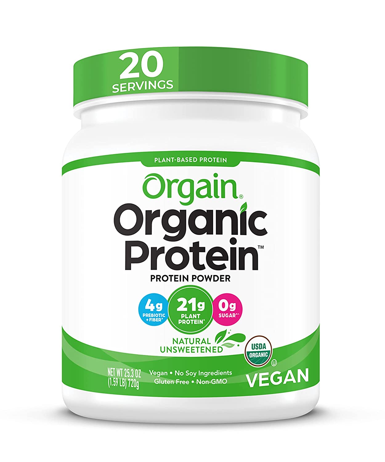 [Hoàn Tiền 15%][Vegan/ Eat clean/ Gym] Bột đạm thuần chay hữu cơ Orgain Organic Plant Based Protein Powder không ngọt 720g