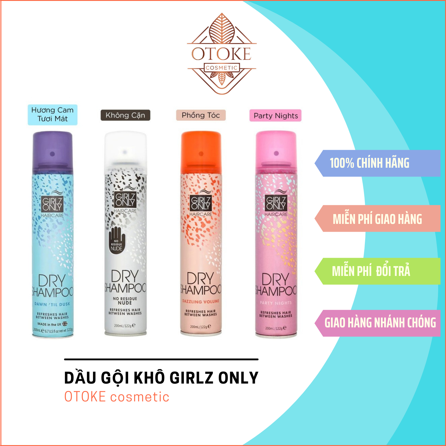 Dầu Gội Khô Dành Cho Tóc Girlz Only Sản Xuất Tại Vương Quốc Anh Dung Tích 200Ml