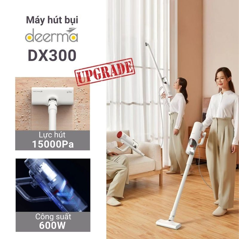 Máy hút bụi cầm tay có dây Deerma DX300 Máy hút bụi lực hút cực mạnh 3 đầu hút đa năng - Bảo hành 12