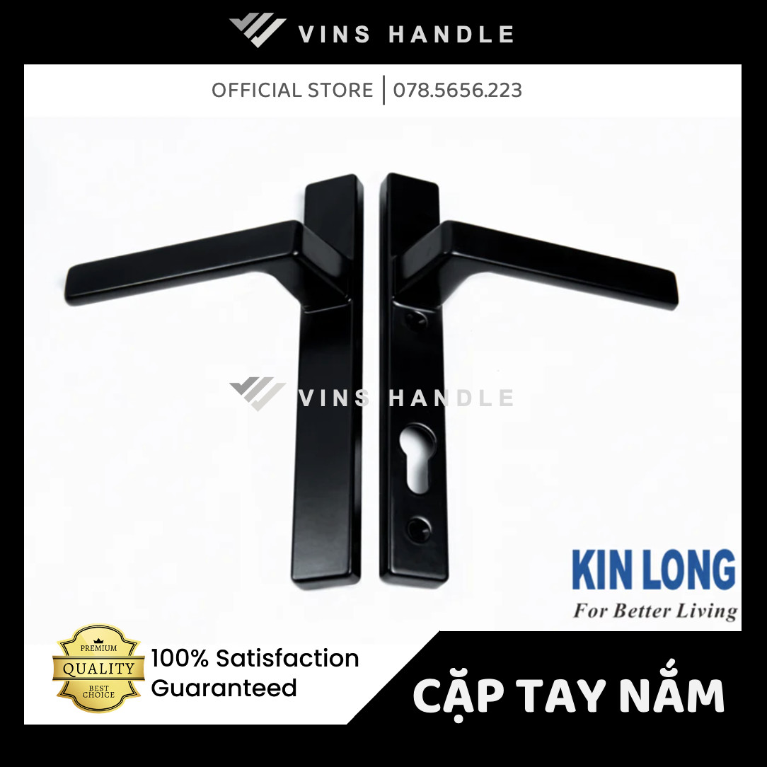 Cặp Tay nắm khoá cửa đi KinLong dùng cho cửa nhôm XingFa (có kèm trục vít) - Bộ Tay nắm khoá đơn điể