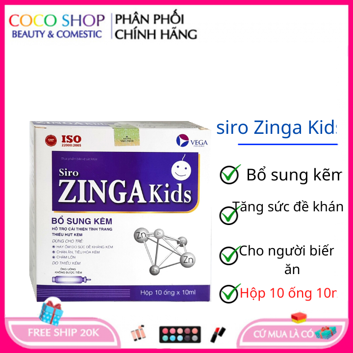 Siro Zinga kids bổ sung kẽm nâng cao sức đề kháng – hộp 10 ống 10ml