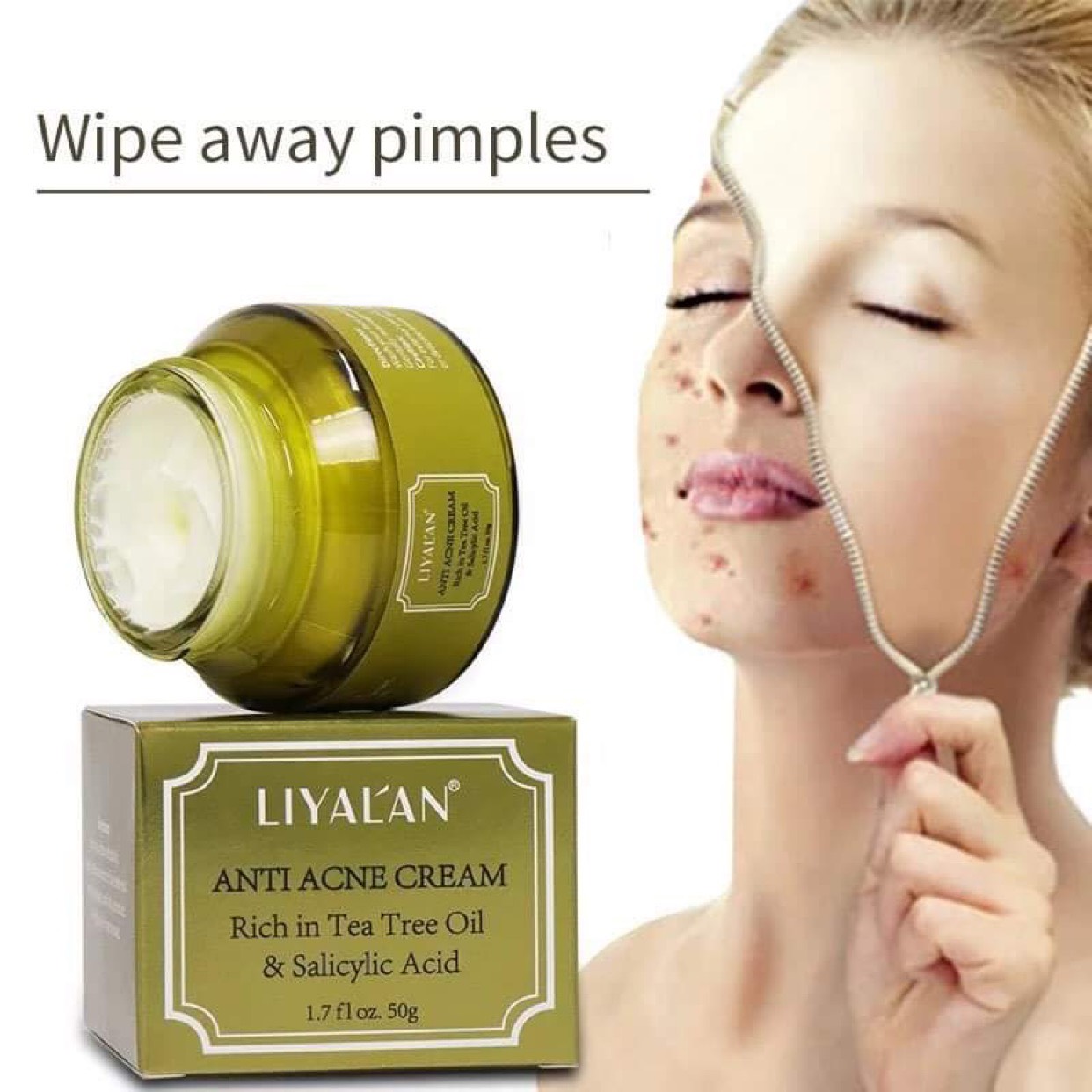 Hộp Kem Trị Mụnchống Sẹo Thâmlàm Trắng Da Liyalan Hữu Cơ Tự Nhiên