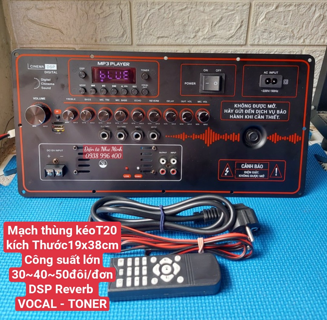 Mạch Loa Kéo DSP REVERB  F200  Kích thước 19cmx38cm DÙNG THÙNG BASS 40 ĐÔI/ĐƠN