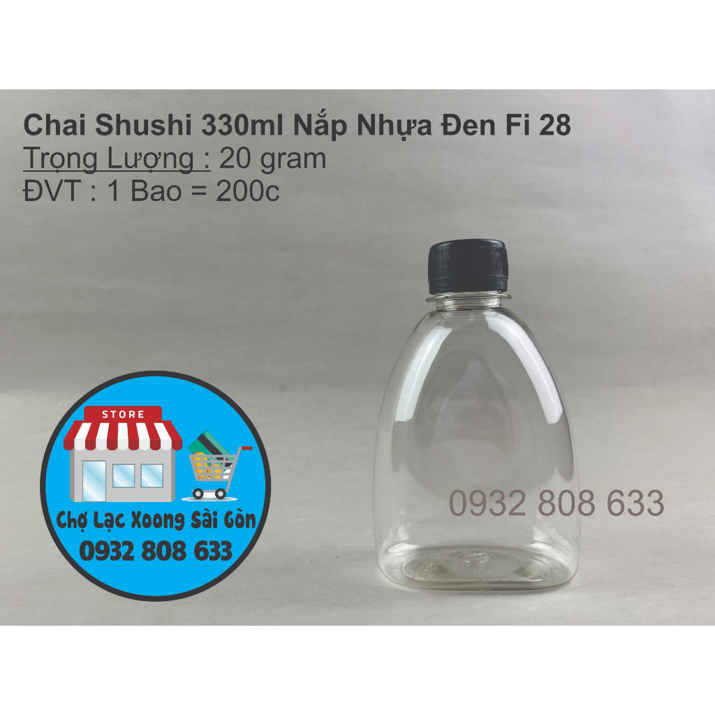 COMBO 100 Chai Nhựa ShuShi 330ml Nắp Vặn Đen Fi 28