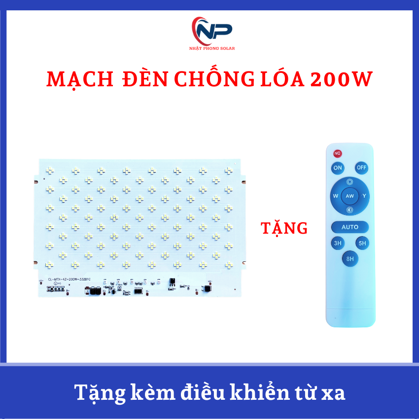 Mạch đèn năng lượng mặt trời CÓ BÁO PIN  dùng cho đèn CHỐNG LÓA 100W 200W 300W kèm điều khiển từ xa