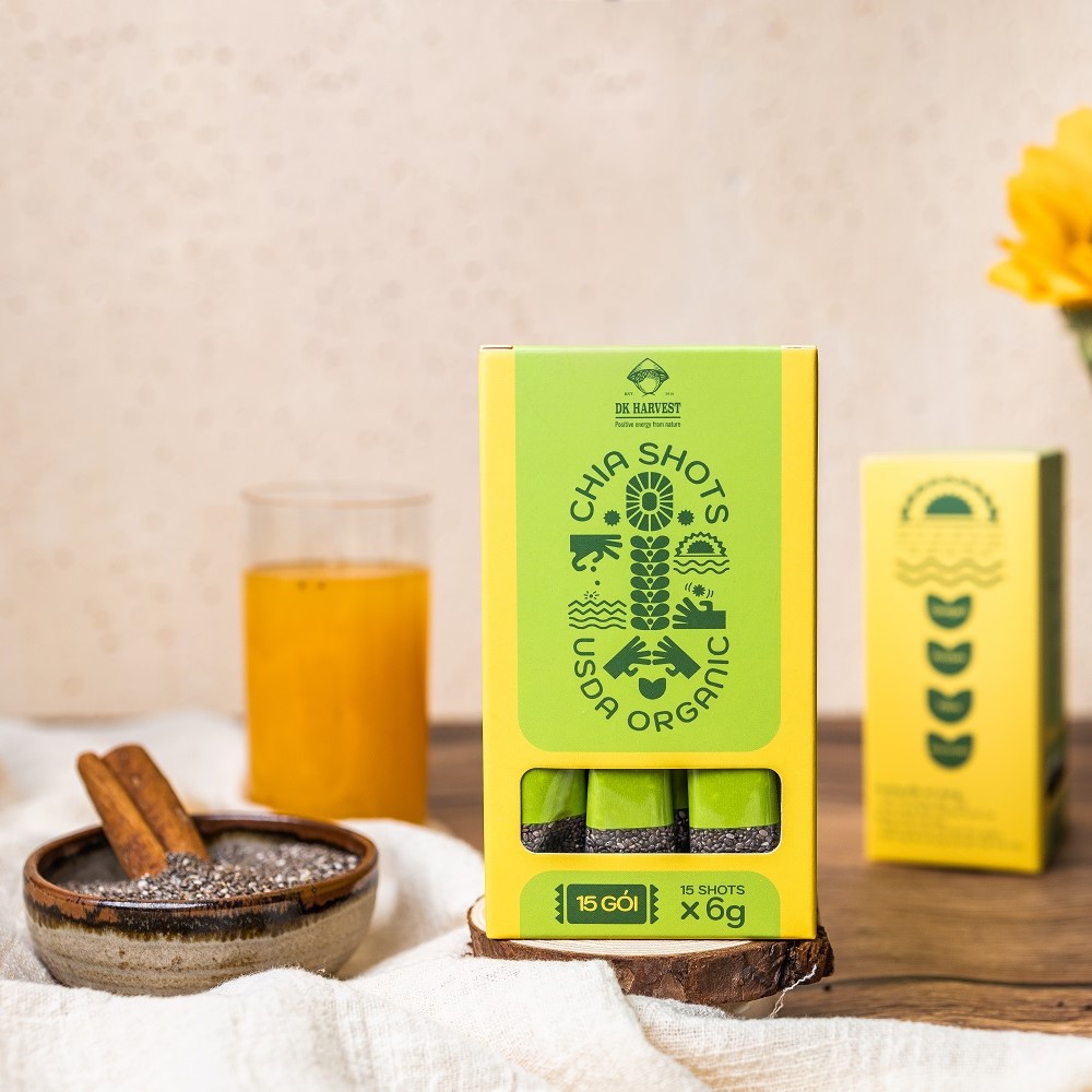 Hạt chia shot DK Harvest nhập khẩu Ấn Độ (hộp 15 gói nhỏ - 15x6g)