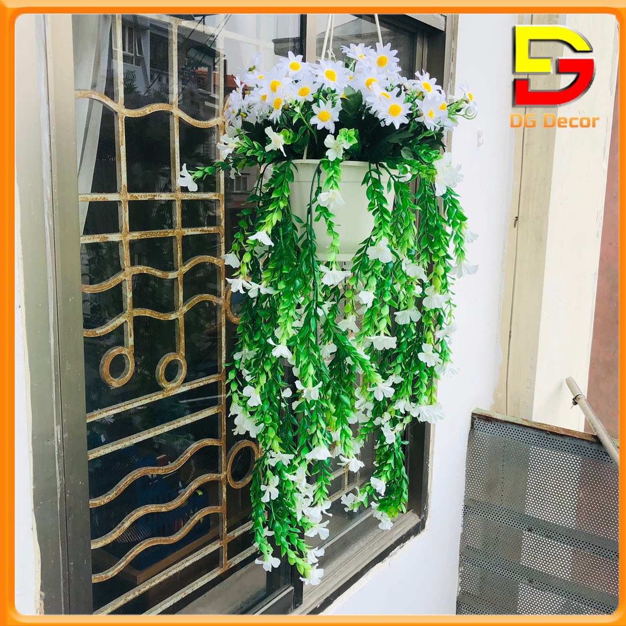 Giỏ Hoa Treo Tường Trang Trí Nhà Cửa, Ban Công Chậu Hoa Giả Dài 80cm Decor Phòng Khách, Phòng Trà Cắ