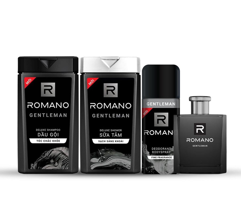 Romano_Combo Dầu Gội +Sữa Tắm (180Gr*2) - Nước Hoa 50Ml Và Xịt Khử Mùi