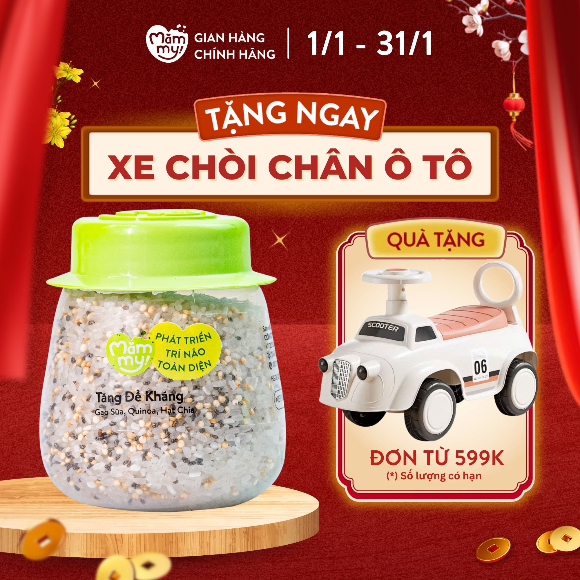 Hạt mix Mămmy cho bé ăn dặm tăng đề kháng trên 6 tháng gạo sữa quinoa và hạt chia hũ 130g