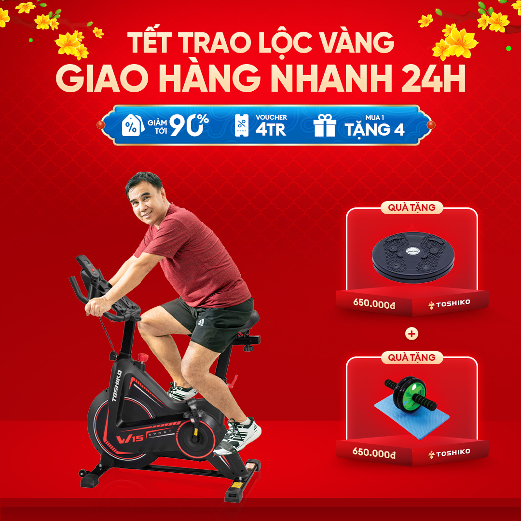 Xe đạp tập thể dục tại nhà Toshiko W15 khung xe thép chống rỉ [Lắp đặt tại nhà] phanh từ êm ái không