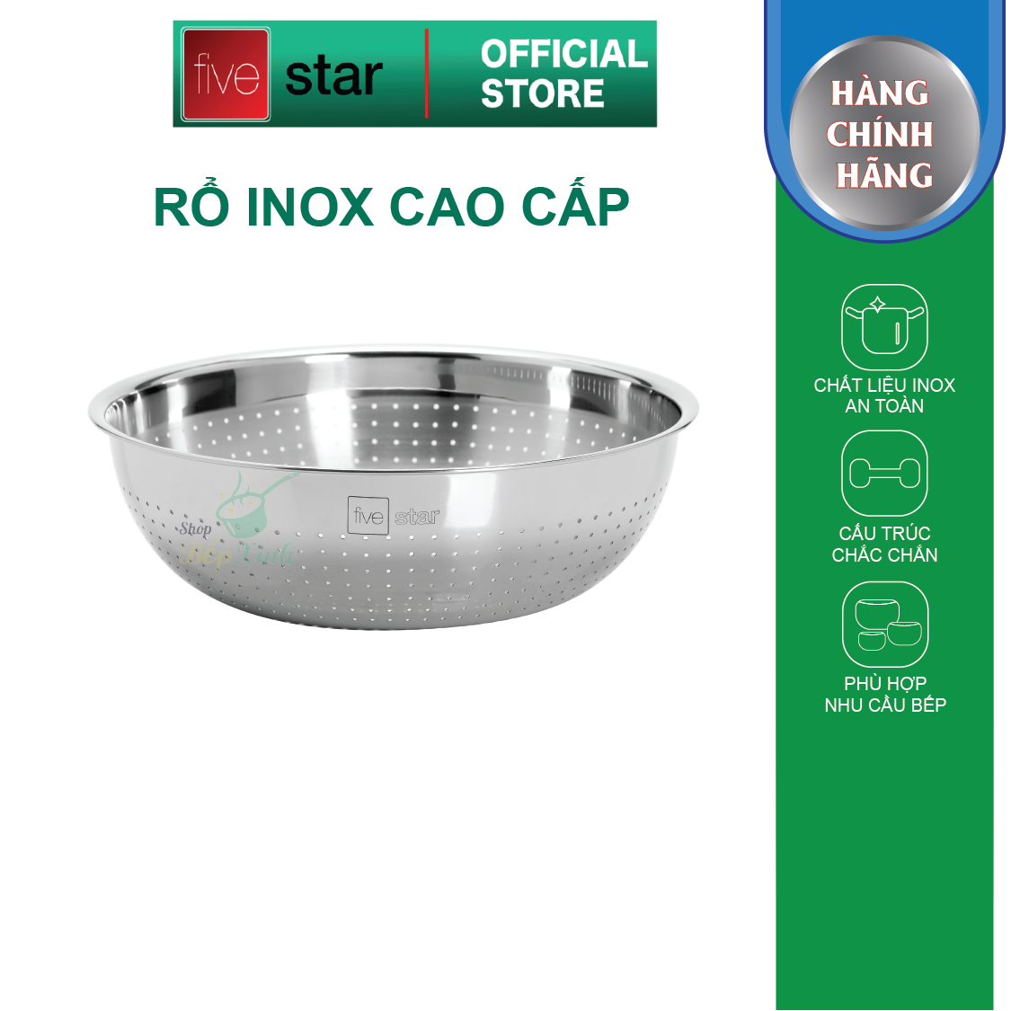 Rổ lưới inox cao cấp Fivestar 22cm / 26cm / 30cm  Rửa Rau Củ Quả Tiện Lợi Dễ Dàng Vệ Sinh Chắc Chắn
