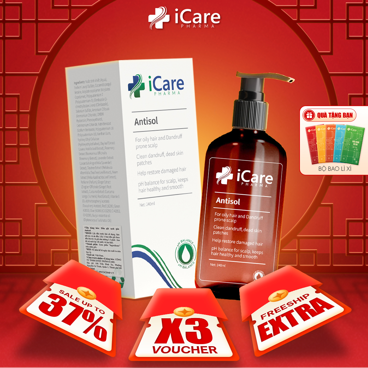 Dầu Gội Sạch Gàu Chiết Xuất Dược Liệu Antisol | Thương Hiệu iCare Pharma