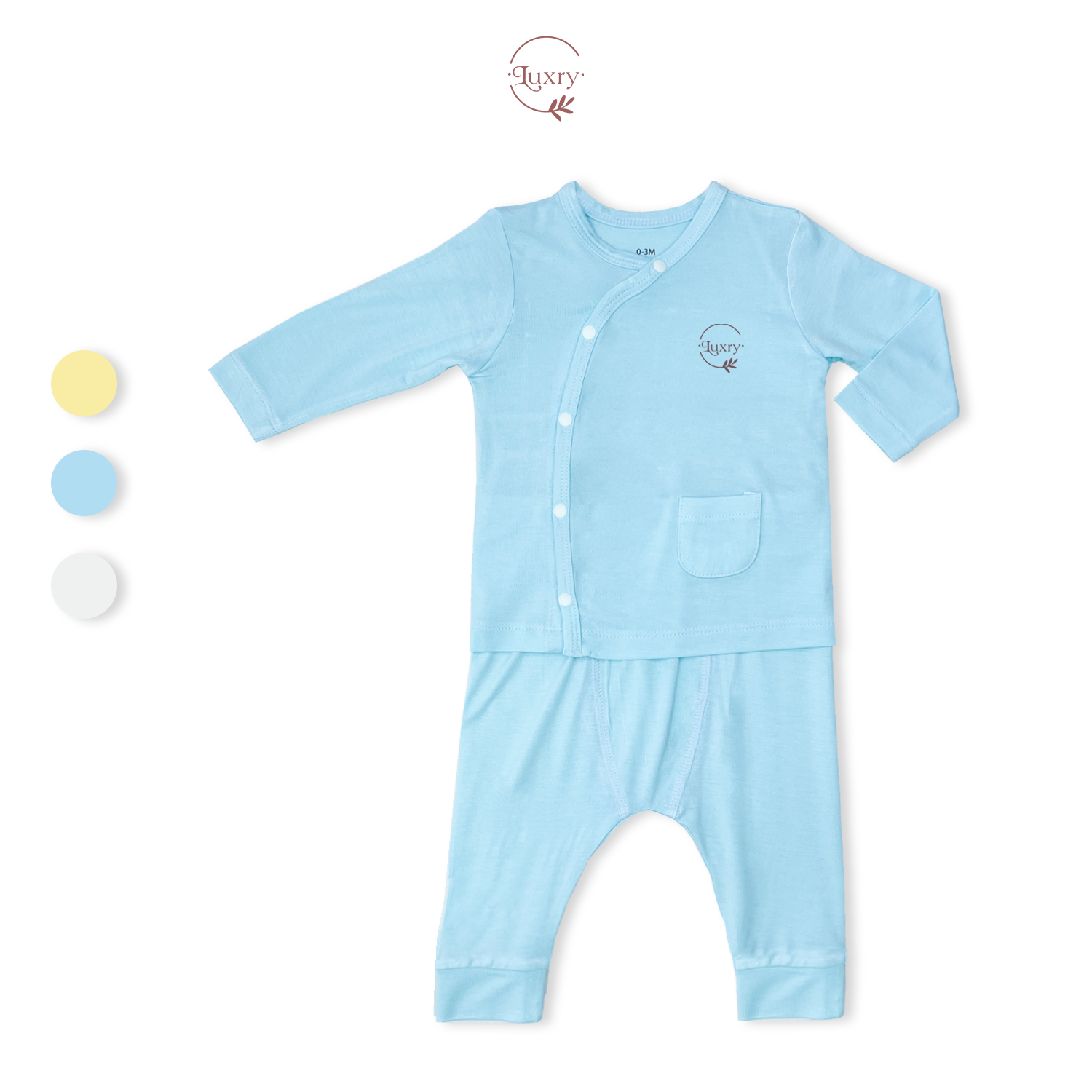 Bộ Quần Áo Dài Tay Cài Lệch Vải Sợi Tre Luxry Mềm Mịn đáng yêu cho bé từ 0 đến 12 tháng