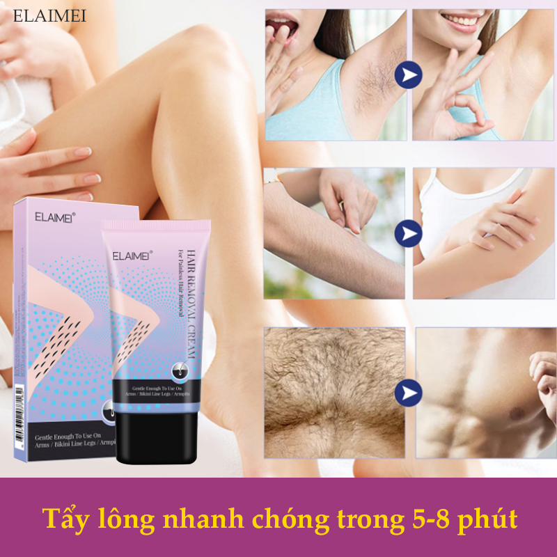 Tẩy Lông Nhanh Trong 8 Phút Elaimei Kem Tẩy Lông 50G Tẩy Lông Nhẹ Nhàng Và Không Đau Phù Hợp Với Mọi Loại Da Ức Chế Sự Phát Triển Của Lông(Kem Tẩy Lông Chân Tay.kem Tẩy Lông Nách.kem Tẩy Lông Vĩnh Viễn)