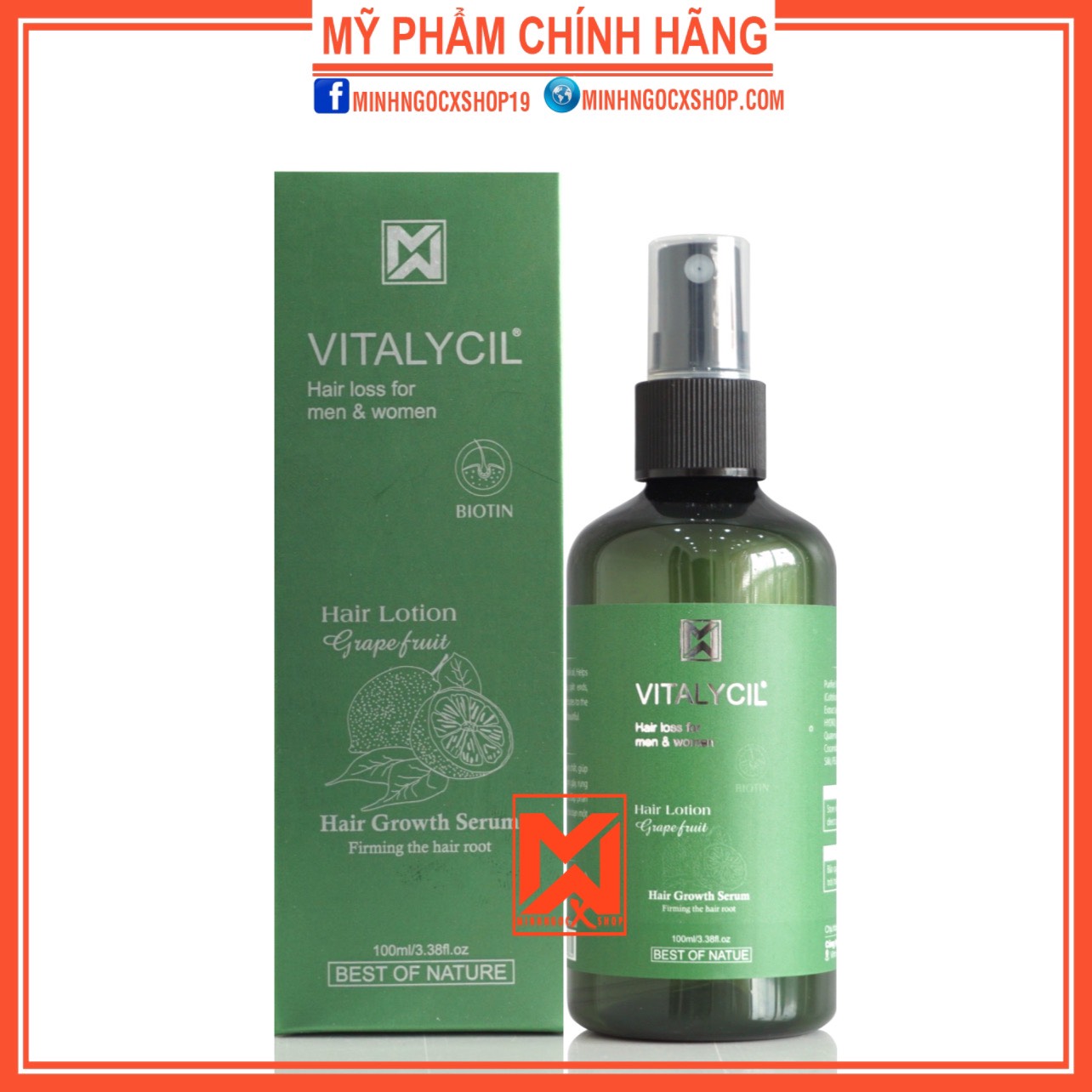 Xịt Bưởi Chống Rụng Kích Mọc Tóc Vitalycil 100Ml Chính Hãng - Minhngocxshop